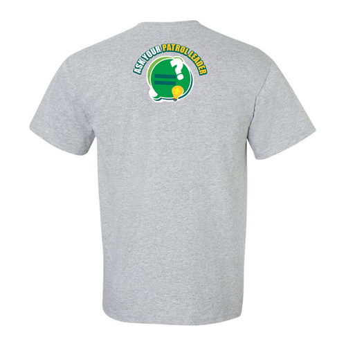Scout Graphic Tee - Ask Your Patrol Leader Circle Text Bubble  Add-on - Sports Grey