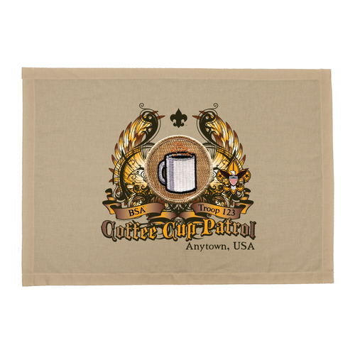 Troop Coffee Cup Patrol Patch Flag with Colored Wings and Scouting America logo