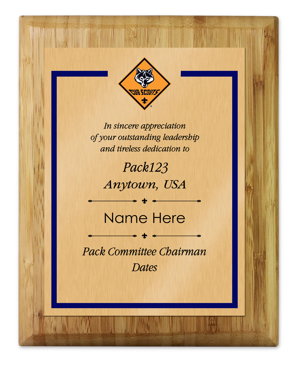 Pack Committee Chairman Plaque with Cub Scout Logo Border Design