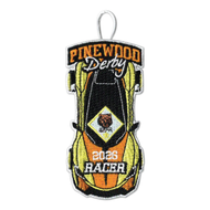 2026 Pinewood Derby Embroidered Patch - Bear Racer