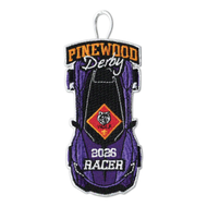 2026 Pinewood Derby Embroidered Patch - Wolf Racer