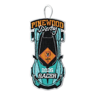 2026 Pinewood Derby Embroidered Patch - Lion Racer