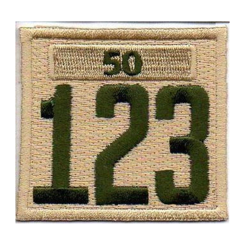 Khaki/Green Veteran Bar + Caption Custom Troop Number Patches
