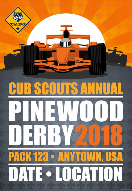 Cub Scout Pack Pinewood Derby Poster - Sunset