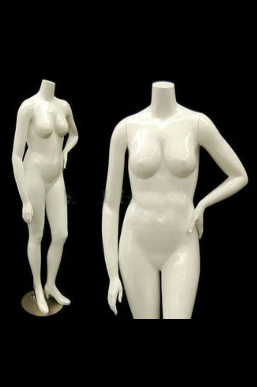 Bella, Fiberglass Matte White Headless Plus Size Female Mannequin