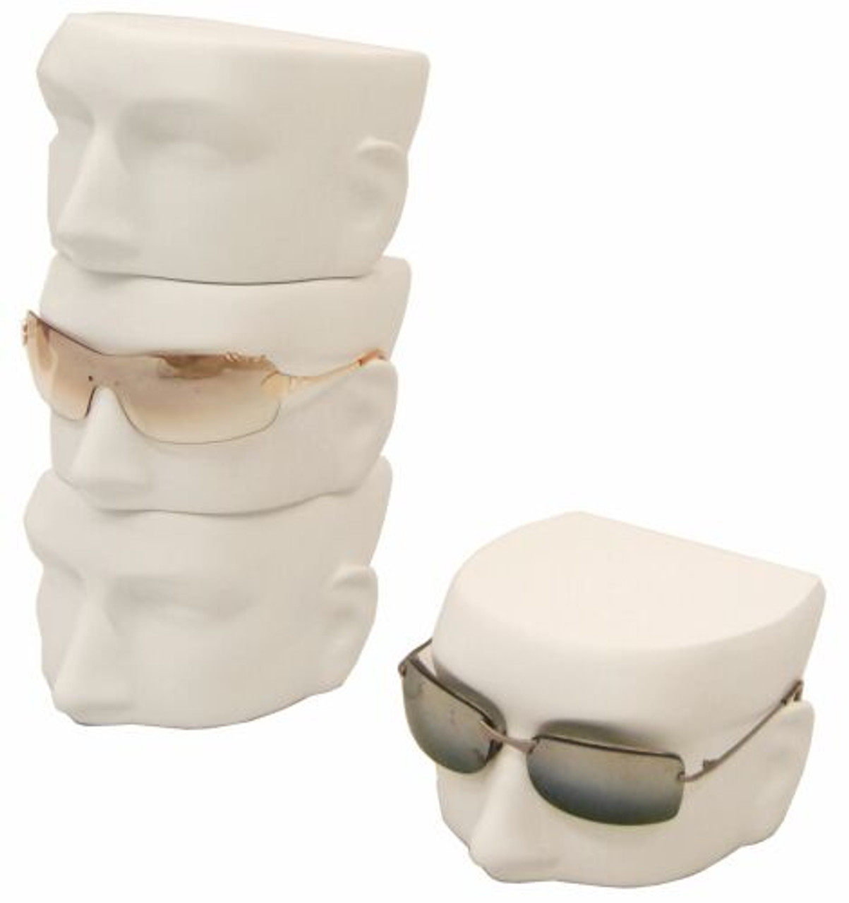 Fiberglass Matte White Male Sunglasses Display Heads - MM-MfaceW -  Mannequin Mode