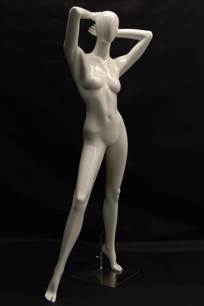 Female Egg Head Mannequin - Standing With Arms Behind Back Pose