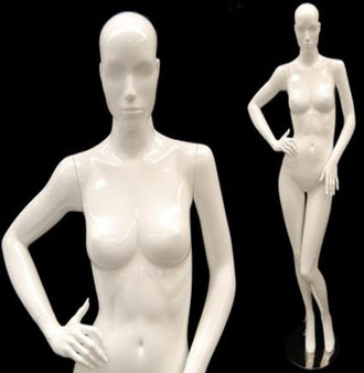 Sage, Gloss White Abstract Female Mannequin with Face Features MM-ANN-A5