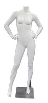 Diamond 1, High-End Fiberglass Headless Female Mannequin Matte White MM-HF25W