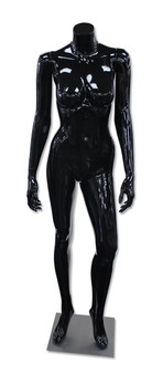 Diana 5, High-End Fiberglass Headless Female Mannequin Glossy Black MM-HF15GB