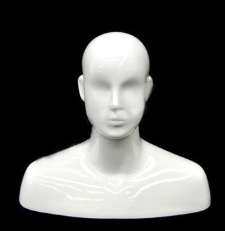 Gloss White Male Display Head with Face Features - MM-MXDGW01