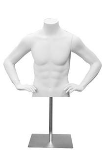 Matte White Male Headless Torso with Counter Top Base MM-MET3W