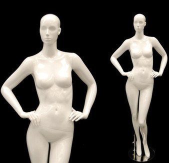 Sage, Gloss White Abstract Female Mannequin with face features MM-ANN-A3 