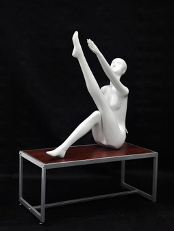 Gloss Wht. Seated Abstract Egg Head Female Mannequin w/face features MM-XD20W