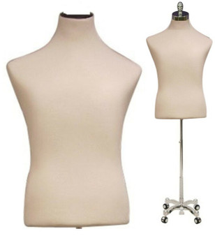Cream Male Shirt Body Form with Caster Base MM-JF33M01WC