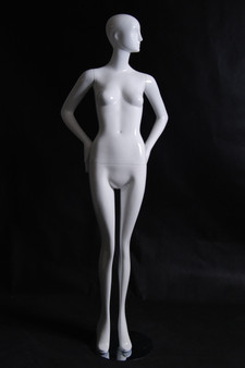 Hillary, Gloss White Abstract Egg Head Female Mannequin with face features MM-XD04W-1 