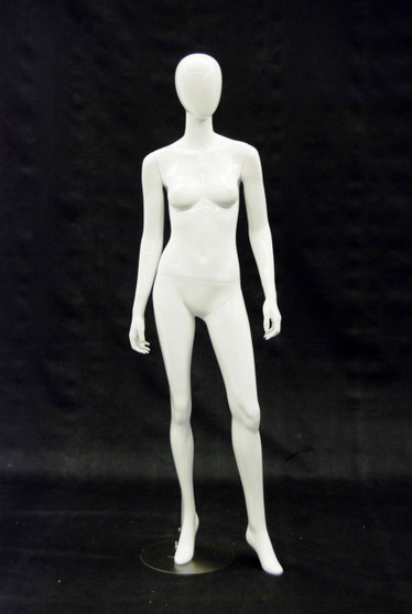 Judy, Gloss White Abstract Egg Head Female Mannequin MM-A3W1