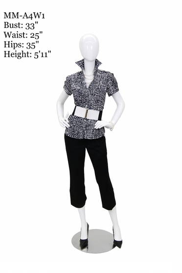 Courtney, Gloss White Abstract Egg Head Female Mannequin MM-A4W1