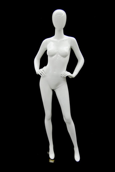 Courtney, Gloss White Abstract Egg Head Female Mannequin MM-A4W1