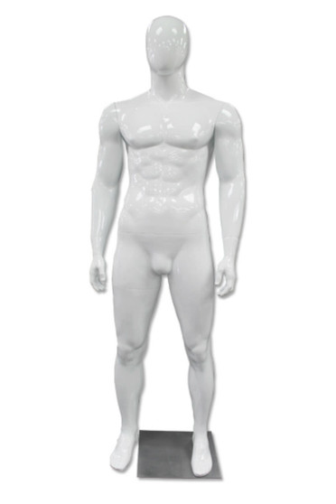 Tyler, High-End Glossy White Abstract Egg Head Male Mannequin MM-A80W