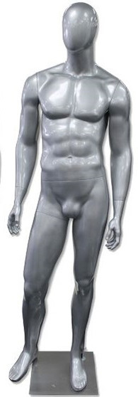 Gerald, High-End Glossy Silver Abstract Egg Head Male Mannequin MM-AM60GS