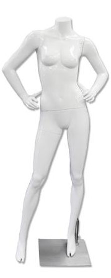 Denise 1, High-End Fiberglass Headless Female Mannequin Glossy White MM-HF25GWGW