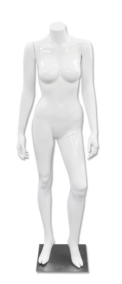 Denise 4, High-End Fiberglass Headless Female Mannequin Glossy White MM-HF15GW