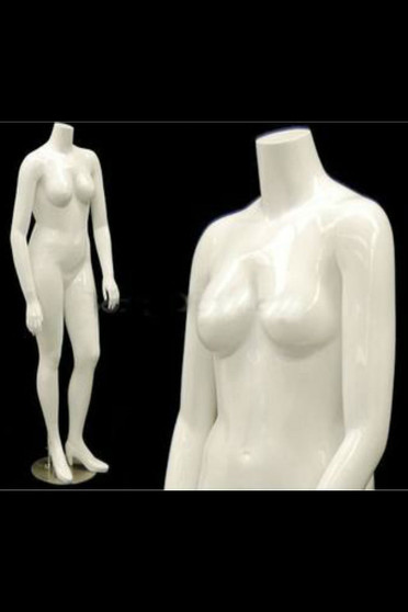 Nanci 1, Fiberglass Plus Size Headless Female Mannequin Gloss White MM-NANCIBW1