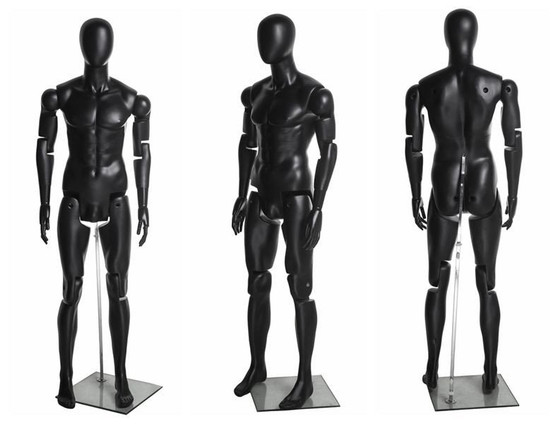 Flexible Articulated Male Mannequin Black MM-HM01BKEG 