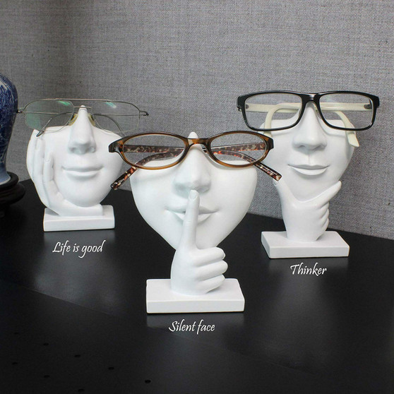 White Polyresin Unisex Eyeglasses Display Heads