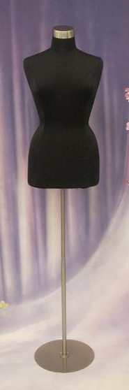 One Day Rental -- Black Jersey Knit Female Hard Foam Dress Form size 10/12 with Base JF-10/12BK-BS04R