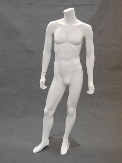 Carl 1, Fiberglass Headless Male Mannequin Matte White MM-MA2BW2