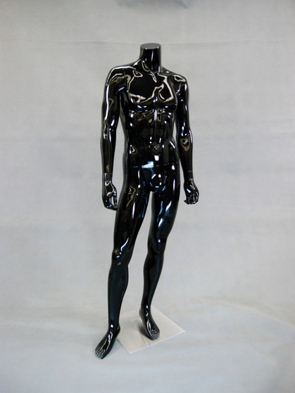 Cain 1, Fiberglass Headless Male Mannequin Gloss Black MM-MA2BB