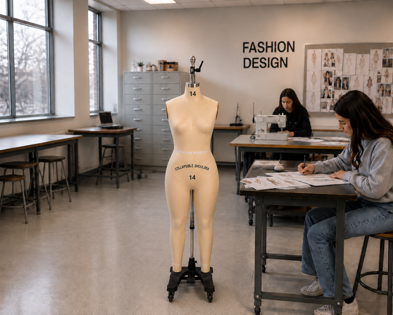 Female Full Body Professional Dress Form with Collapsible Shoulders — Size 14