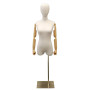 White Linen Female Body Form with Head and Poseable Arms  JF-1WLARMF