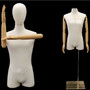White Linen Male Body Form with Head and Poseable Arms with Base MM-1WLARMM Rectangle Chrome Base