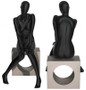 Tianna, Matte Black Abstract Egg Head Seated Female Mannequin MM-OZIB01