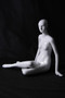 Gloss Wht Abstract Seated Female Mannequin w/face feature MM-XD07W