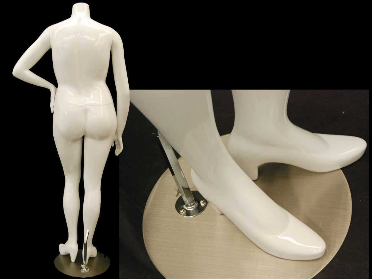 Bella, Fiberglass Matte White Headless Plus Size Female Mannequin