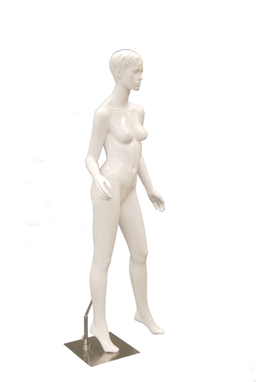 Abby 1, Gloss White Abstract Female Mannequin with face features and Molded  Hair MM-ABBY1