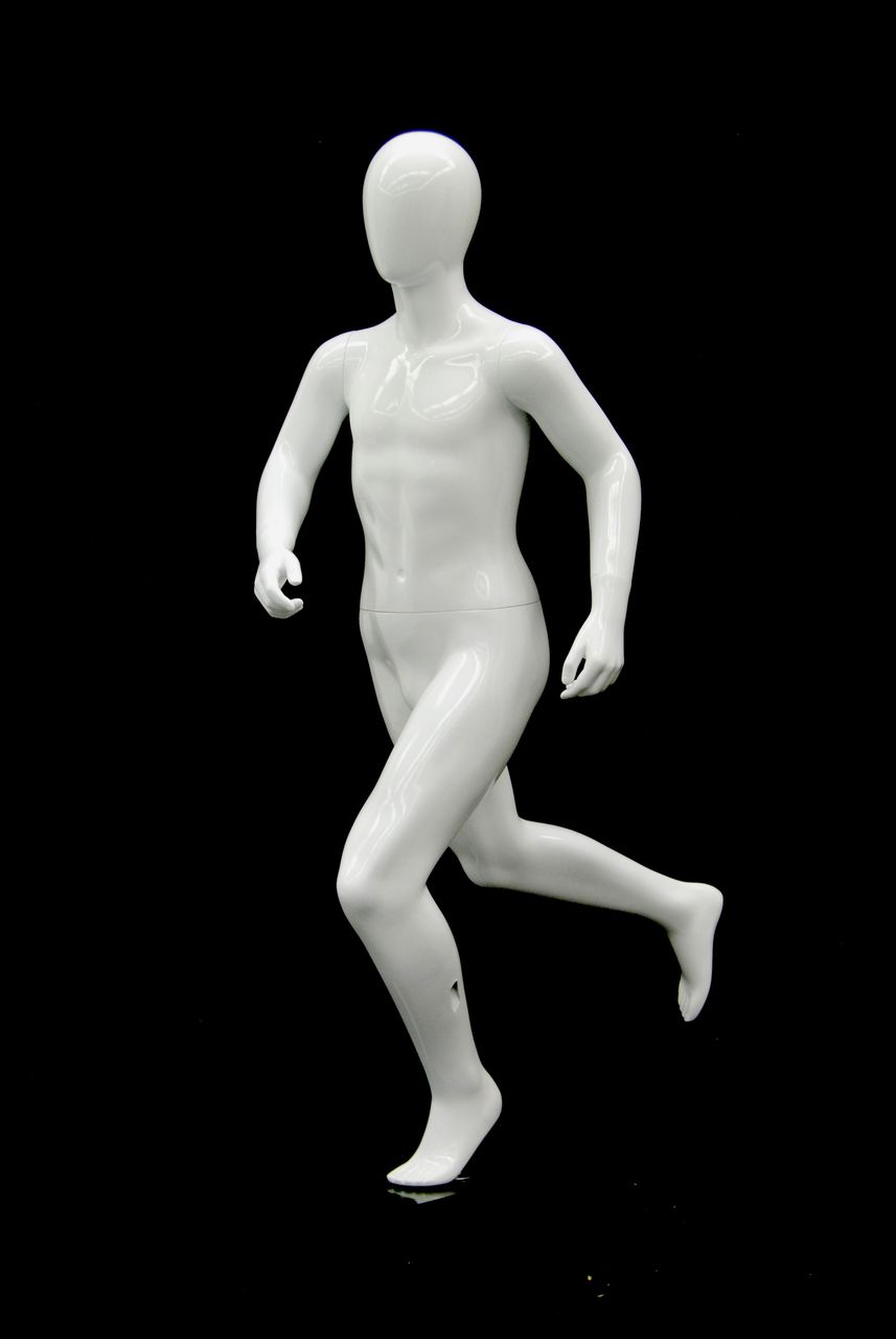 Egghead Glossy White Boy Child Mannequin - Hands on Hips