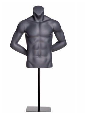 Matte Grey Male Headless Torso with Base MM-NI-07