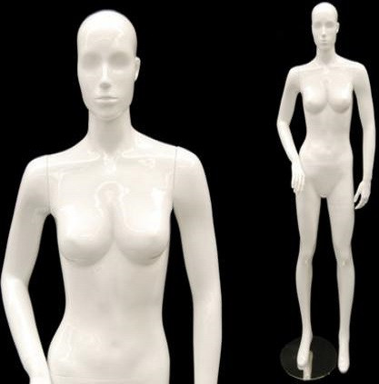 Abby 1, Gloss White Abstract Female Mannequin with face features and Molded  Hair MM-ABBY1