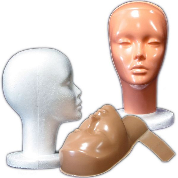 4 White Female Styrofoam Mannequin Heads - Long Neck MM-433