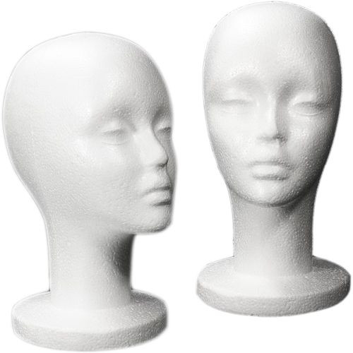 4 White Female Styrofoam Mannequin Heads - Long Neck MM-433 - Mannequin Mode