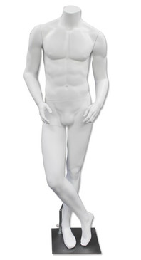 Closeout High-End Fiberglass Headless Male Mannequin Matte White MM-HM85W-C