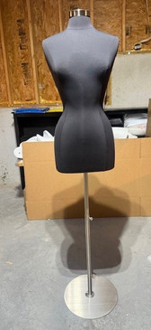 Used Size 6/8 Female Body Form – Black Jersey Knit – Adjustable Height with Base