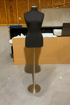 Used Size 10/12 Female Body Form – Black Jersey Knit – Adjustable Height with Base