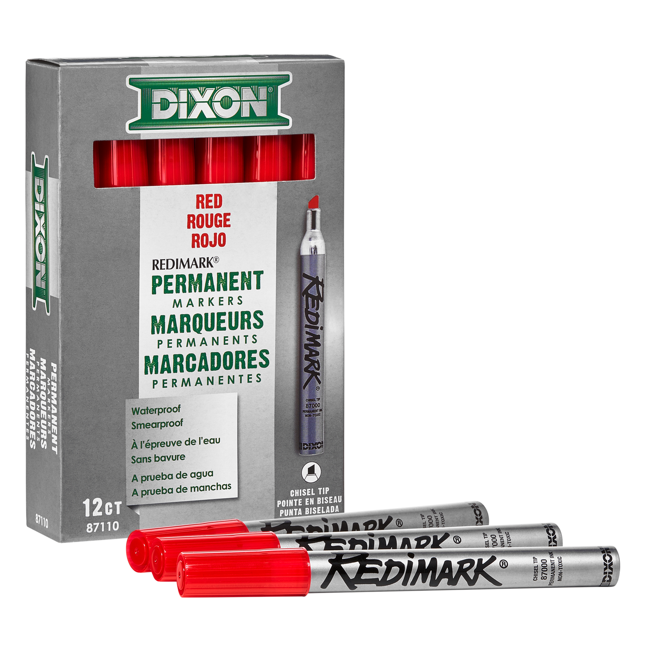 Dixon Industrial Paint Markers, Medium Tip, Box of 12 Markers, White (80229)