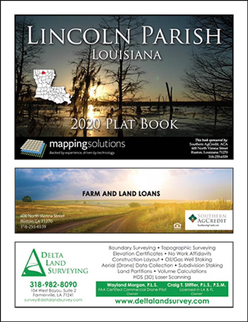 Lincoln Parish Louisiana Plat Book of Landowner Maps at